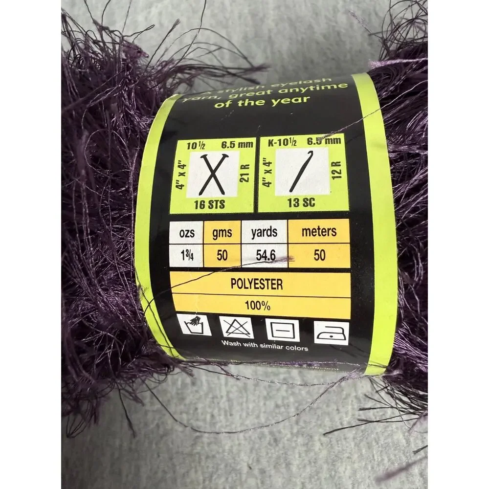 Sensations Cello Eyelash Yarn Mixed Lot of 6 Solid Purple White Mink Black